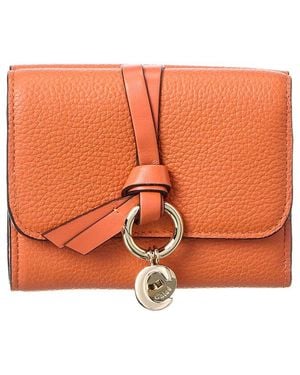 Chloé Alphabet Leather French Wallet - Orange