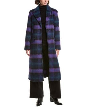 NVLT Brushed Wool-Blend Boyfriend Coat - Blue