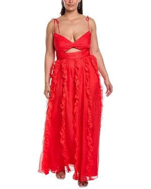 Mac Duggal Plus Keyhole Chiffon Gown - Red