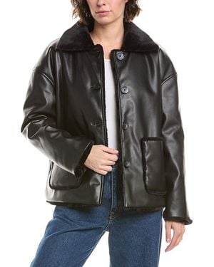 Pascale La Mode Faux Leather Coat - Black