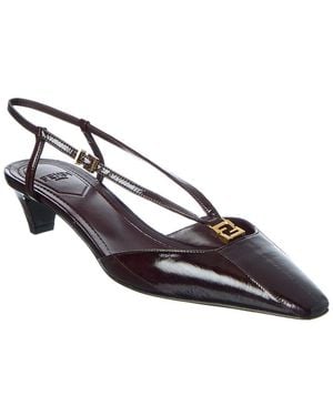Fendi Ffold Leather Slingback Pump - Metallic