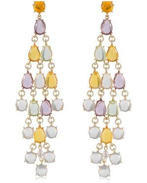 Liv Oliver 18K Plated 35.00 Ct. Tw. Multi Gemstones Earrings - Metallic