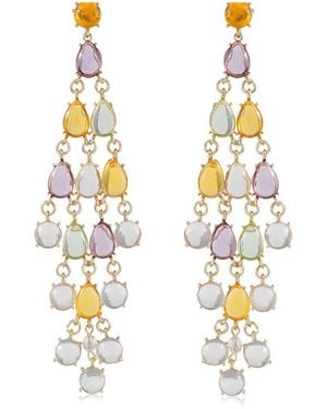 Liv Oliver 18K Plated 8.25 Ct. Tw. Multi Semi Precious Gemstones Drop Earrings - Metallic