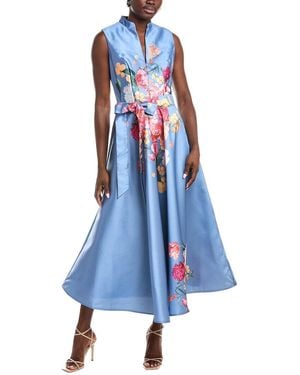 Rene Ruiz Tie Waist Gown - Blue