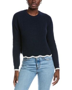 Autumn Cashmere Tipped Scallop Shaker Cashmere Sweater - Blue