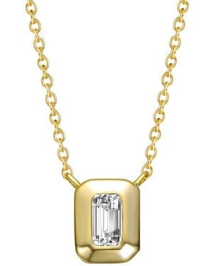 Genevive Jewelry 14k Over Silver Cz Pendant Necklace - Metallic