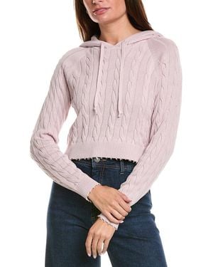 Minnie Rose Cropped Cable Hoodie - Pink