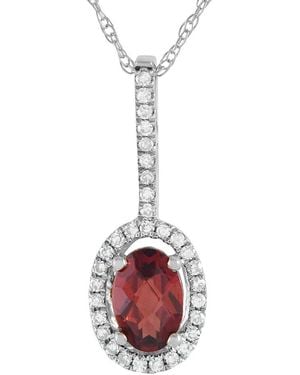 Gemstones 14k 0.09 Ct. Tw. Diamond & Garnet Pendant Necklace - White