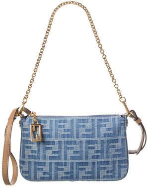 Fendi Baguette Denim Pouch - Blue