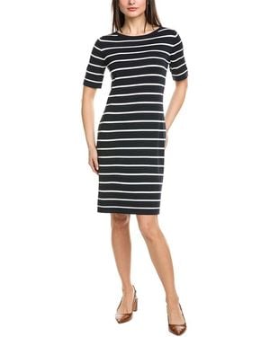 St. John Awning Stripe Shift Dress - Black
