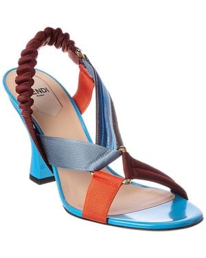 Fendi Iconic Colibri Patent Sandal - Blue