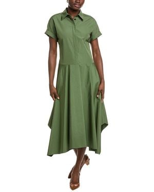 Lafayette 148 New York Collared Drop Waist Dress - Green