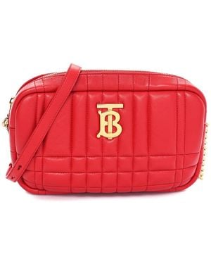 Burberry Red Calfskin Leather Quilted Small Lola Camera Bag (authentic Pre- Loved)