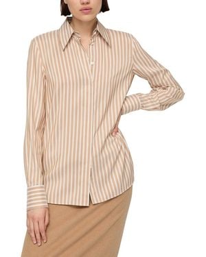 Lafayette 148 New York French Cuffed Silk Blouse - Natural