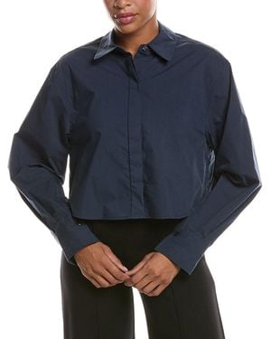Jonathan Simkhai Renata Cropped Button Down Shirt - Blue