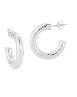 Glaze Jewelry Silver Thick Hoops - White