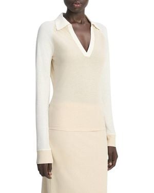 Vince Colour Block Polo Shirt - Natural