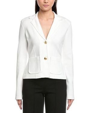 St. John 2-Button Fitted Knit Jacket - White