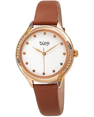 Burgi Burgi Genuine Leather Watch - White