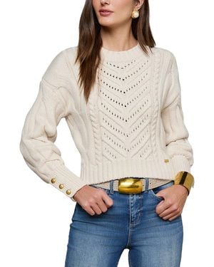L'Agence Storm Boxy Crop Cable Pullover - Natural