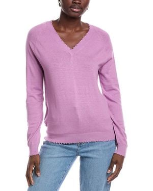 Minnie Rose Frayed Cashmere-Blend Sweater - Purple