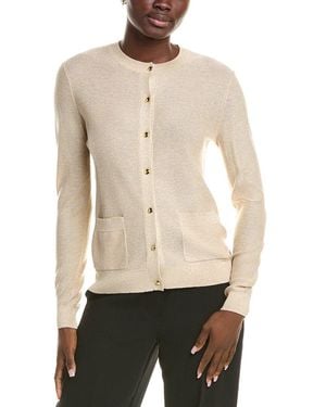 St. John Lightweight Lurex Knit Cardigan - Natural