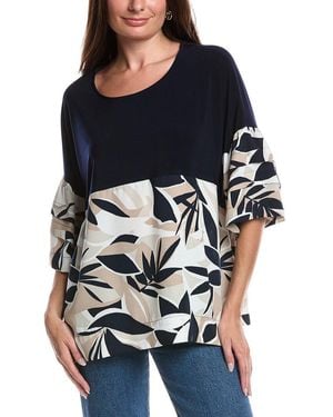 Joseph Ribkoff Tiered Sleeve Mixed Media Top - Black