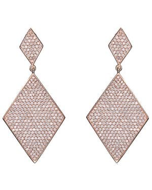 Genevive Jewelry 14k Rose Gold Vermeil Cz Geometric Earrings - Pink