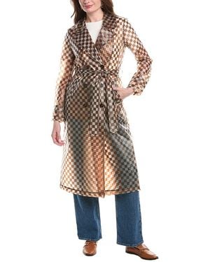 NVLT Rubberized Checkered Rain Trench Coat - Brown