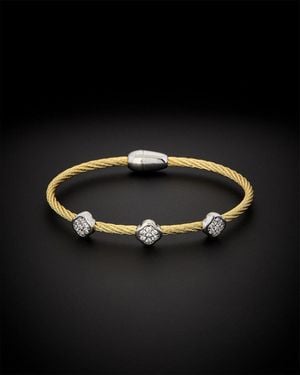Juvell 18k Plated Cz Twisted Mesh Bangle Bracelet - Black