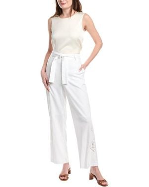 Nicole Miller Linen-Blend Pull-On Pant - White
