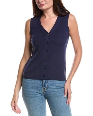 Forte V-Neck Silk & Cashmere-Blend Vest - Blue