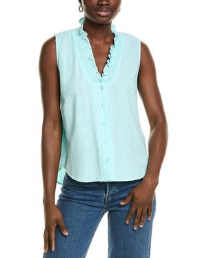 Ellen Tracy Linen-Blend Top - Blue
