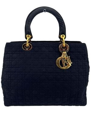Dior Black Cotton Lady Handbag (authentic Pre-loved) - Blue