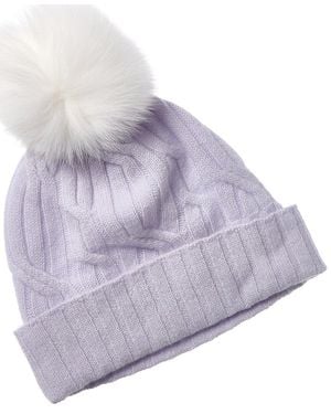 Hannah Rose Wide Cable Cashmere Hat - Gray