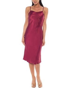 Bebe Scoop Neck Satin Midi Dress - Red
