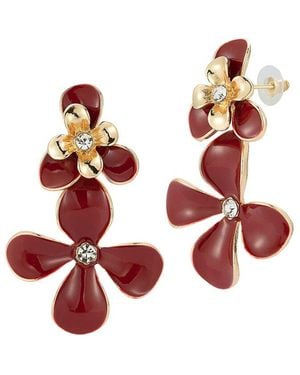 Sphera Milano Plated Enamel Flower Earrings - Red