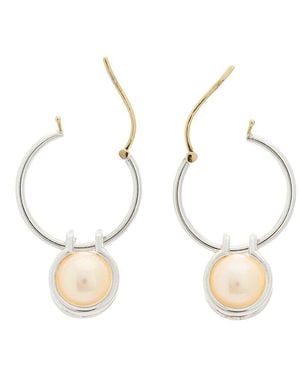 Tiffany & Co. & Co. Silver Cultured Pearl Hardwear Hoop Earrings (authentic Pre-loved) - White