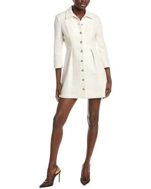 Maje Tweed Wool-Blend Coat Dress - White