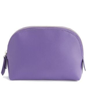 ROYCE New York Compact Leather Cosmetic Bag - Purple