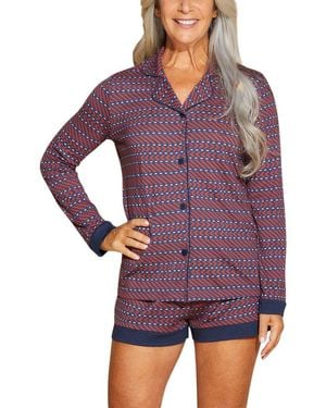 Cosabella Bella Printed Comfort Top & Boxer Set - Purple
