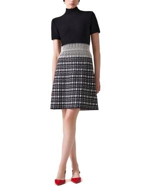 Carolina Herrera Mock Neck Wool-Blend Mini Dress - Black