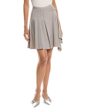 10 Crosby Derek Lam Vittoria Pleated Wool-Blend Skirt - Grey
