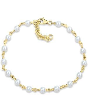 Rina Limor 10k 3.5-4mmmm Pearl Station Bracelet - White