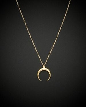 Italian Gold 14k Crescent Moon Necklace - Black