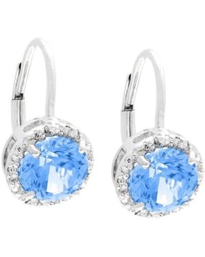 Gemstones Silver 3.04 Ct. Tw. Diamond & Blue Topaz Earrings