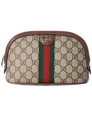 Gucci Ophidia Large GG Supreme Canvas & Leather Cosmetic Case - Brown
