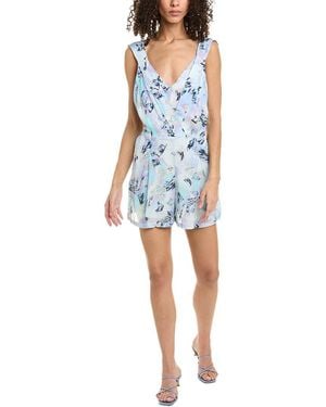 IRO Strappy Back Silk & Linen-Blend Romper - Blue