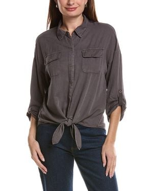 XCVI Tyrell Tie Front Blouse - Grey