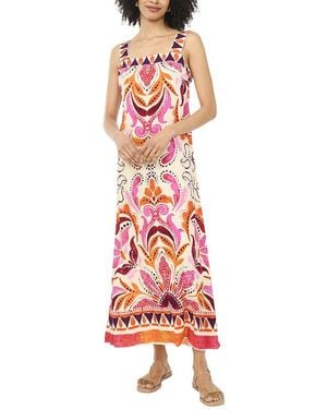 Vince Camuto Smocked Back Challis Maxi Dress - Red